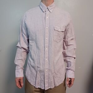 Pink Casual Button Down Shirt with Long Sleeves and Relaxed Fit